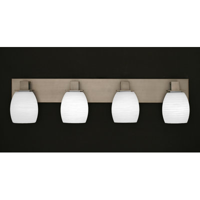 Quattrucci Apollo 4 Light Bath Bar Shown In Graphite Finish With 5" White Linen Glass
