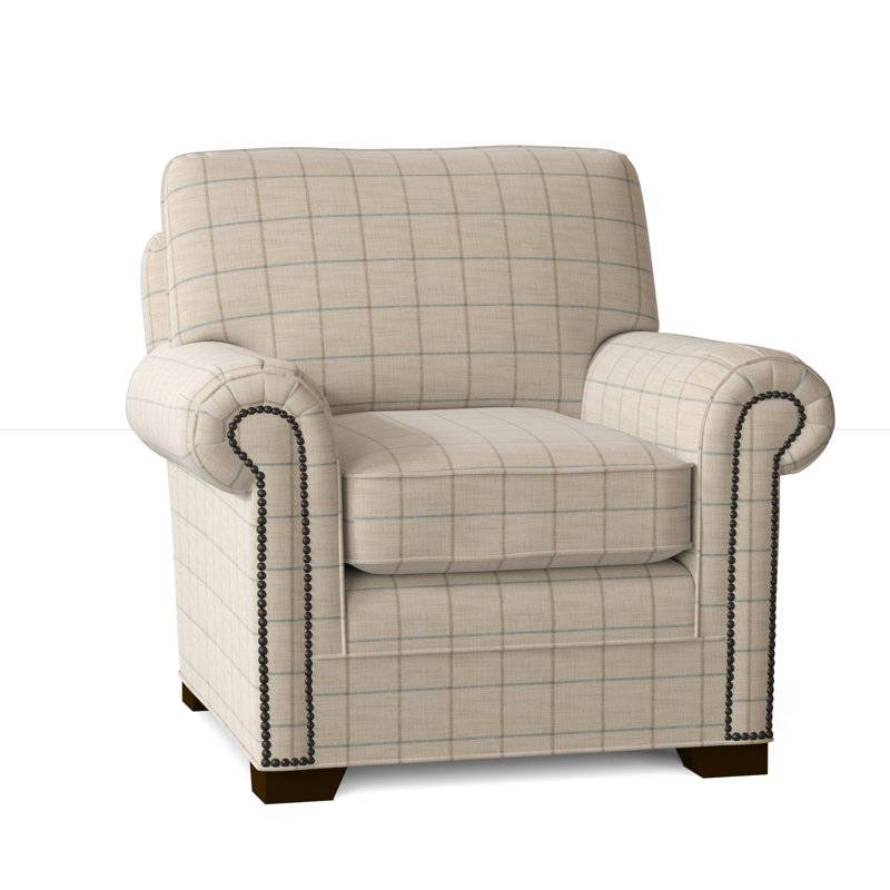Adrena Armchair, Dark Brass, Peyton Navy Performance Twill, No