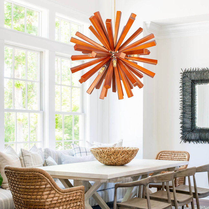 Lustre géométrique 10 lumières à DEL Aseda, H 79 po x l 20,47 po x P 20,47 po