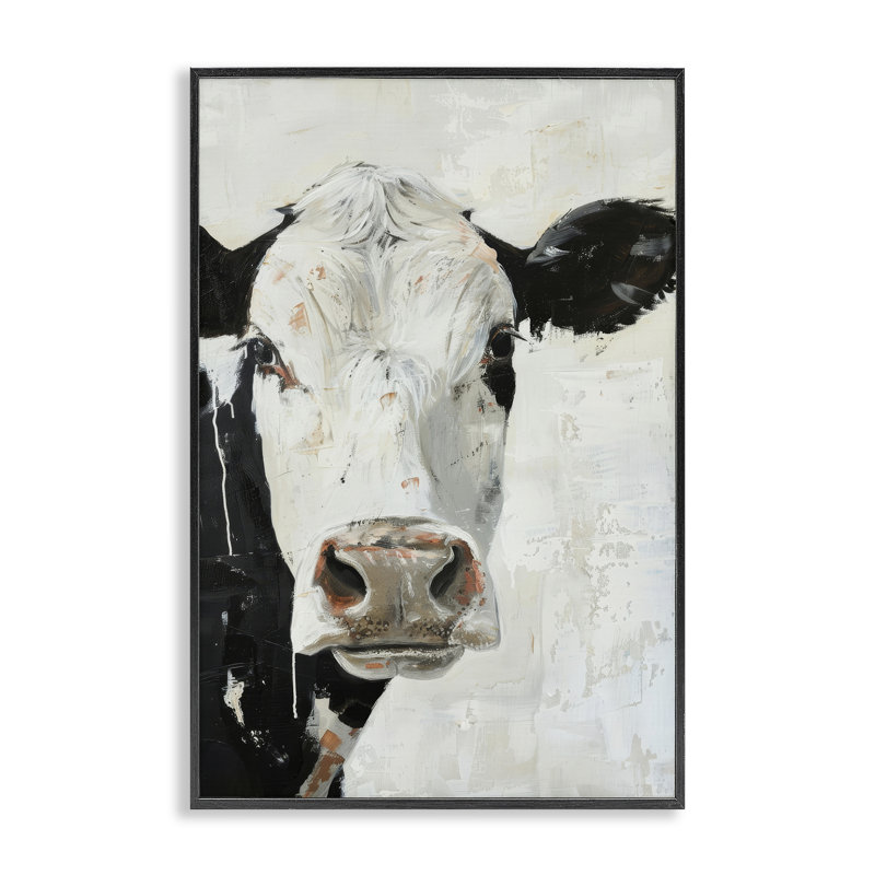 «Up Close Cow», estampe numérique par Petals Prints Design, H 30 po x l 20 po, Giclée encadrée noir minuit
