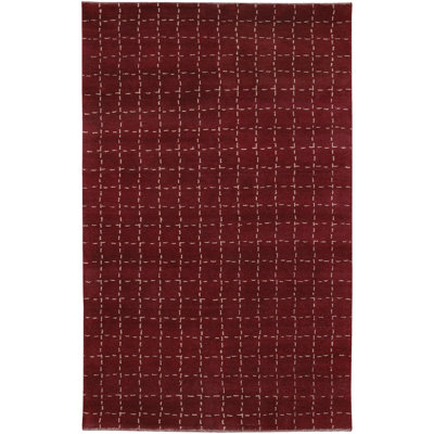 Chelsea Wool Geometric Area Rug in Cranberry