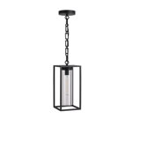 Avenue Outdoor 16"h Hanging Box Pendant In Black/clear Glass