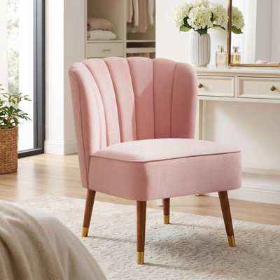 Chaise d'appoint moderne en velours avec dossier fleuri capitonné