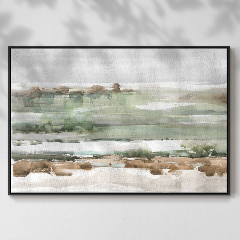 Toile tendue avec cadre turquoise et argile II, H 25 po x l 37 po x P 2 po, Cadre noir
