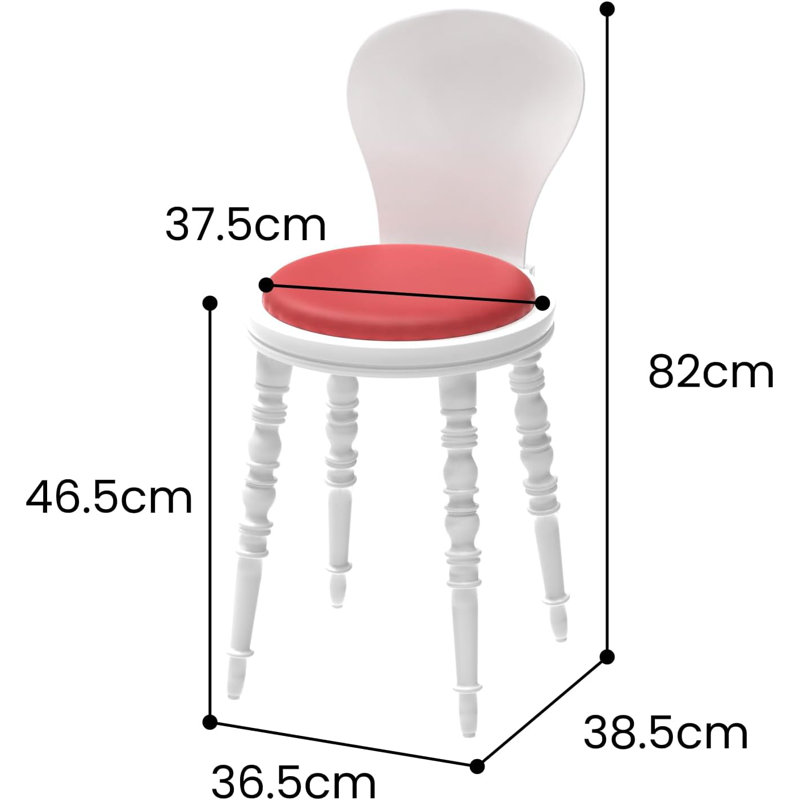 Chaise de coiffeuse Delidle, Rouge, Blanc