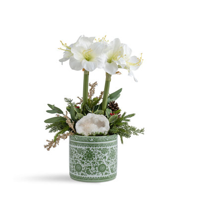 Dlb White Amaryllis In Green Orential