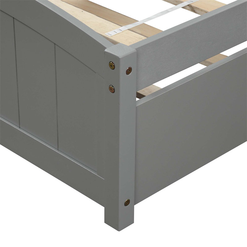 Lit plateforme simple avec lit gigogne, Gris