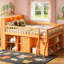 Lit mezzanine double avec rangement, tête de lit à DEL et finition naturelle pour un style de vie compact et élégant-1141863510