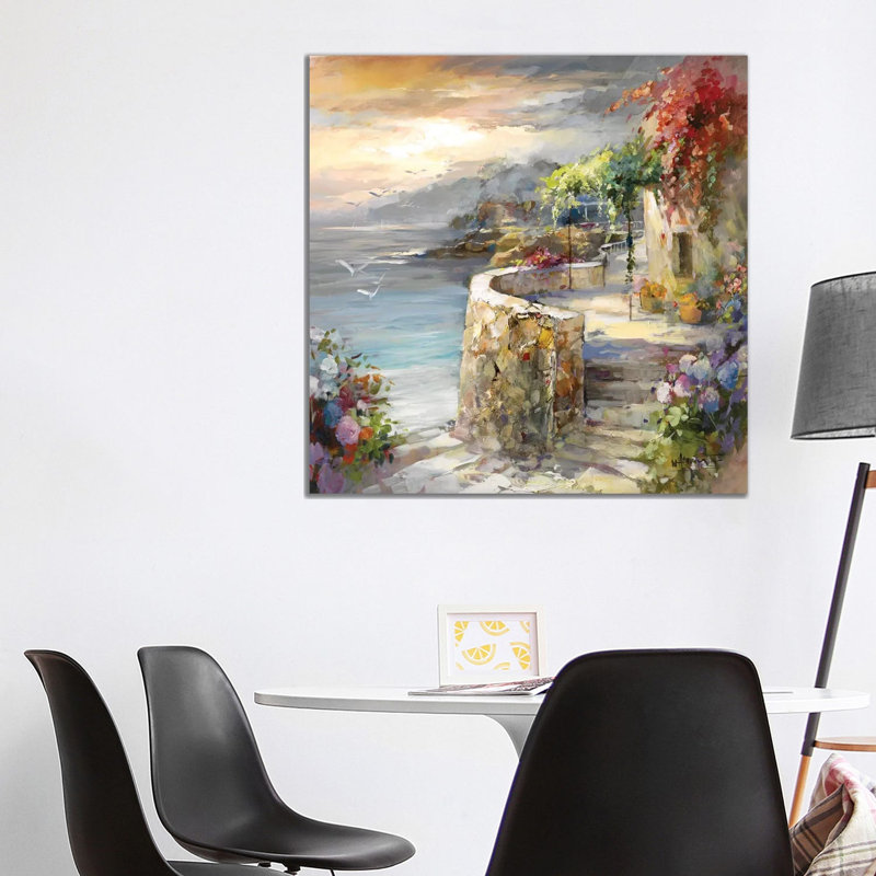 Seagulls And Sunset by Willem Haenraets - Wrapped Canvas Painting, 93.98 cm H x 93.98 cm W x 1.91 cm D