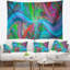 Tapisserie abstraite aux courbes fractales bleues et vertes-28497323
