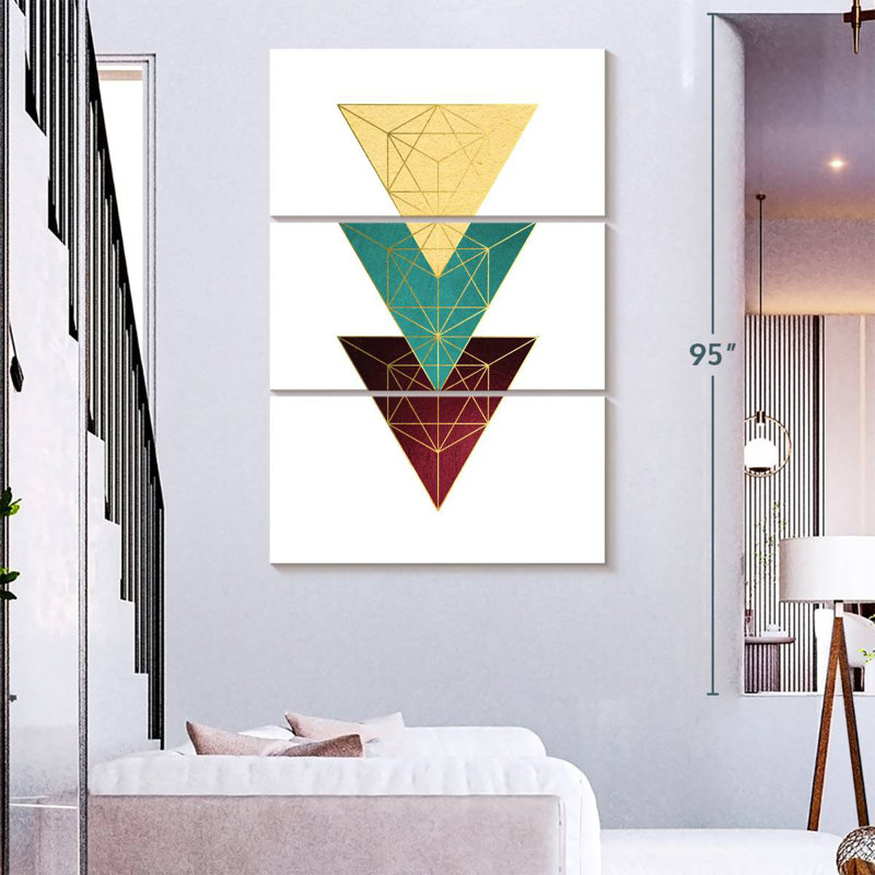 Avery Teal Yellow Burgundy III, 74" H x 48" W