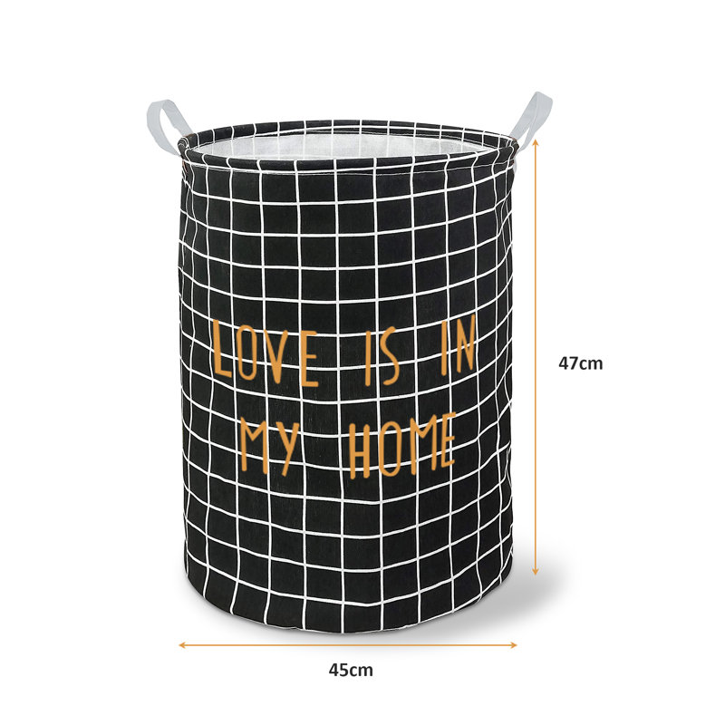 Adelaine Laundry Hamper with Handles, Black