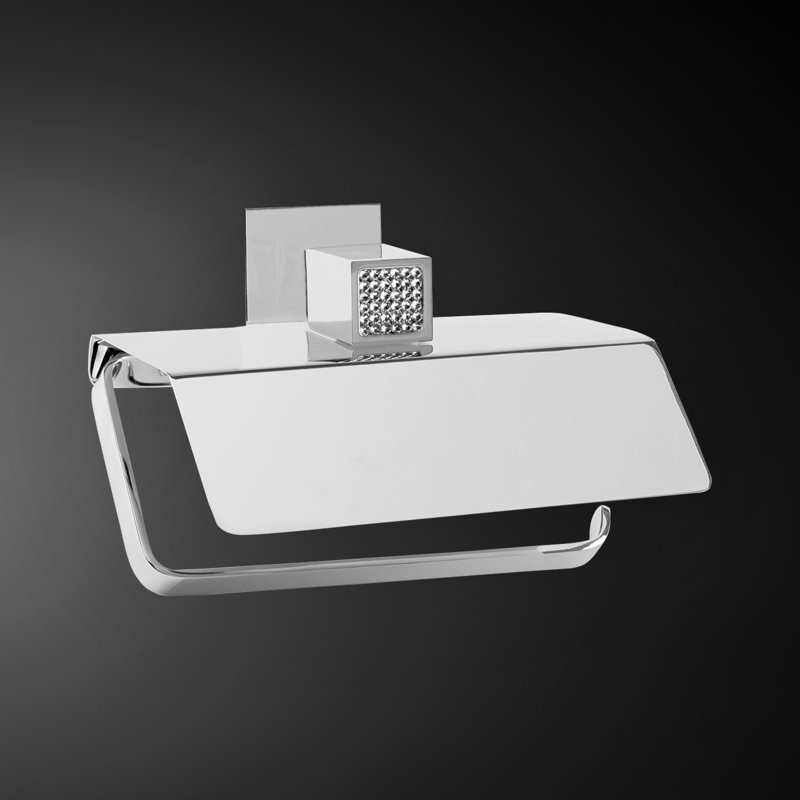Swarovski Skip Diamond Roll Holder with Cover, Polished Chrome