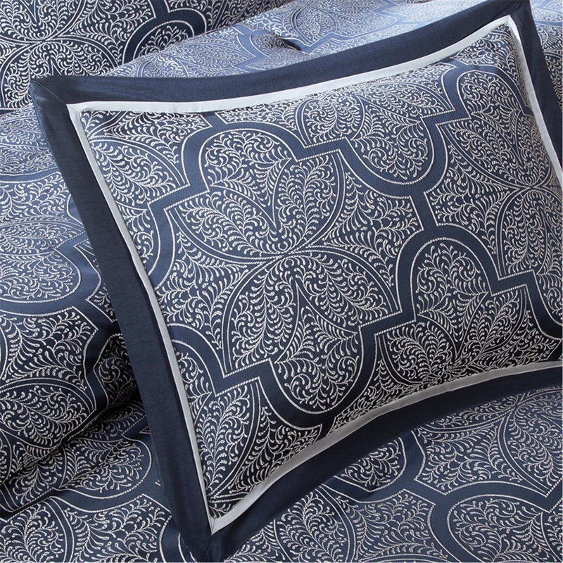 8 Piece Jacquard Comforter Set Navy
