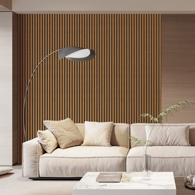  2 PCS x 106"L x 20.5"W Acoustic Slat Wall Panels, Eco-Wood Look for Home/Office Wall & Ceiling