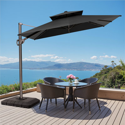12' X 9' Rectangular Cantilever Umbrella with Counter Weights