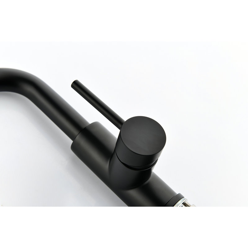 Élégant robinet d'évier de cuisine à poignée simple en noir mat, fabriqué en acier inoxydable, rotatif à 360 °, deux modes de sortie d'eau - jet et jet pour divers besoins Noir moderne avec extractible