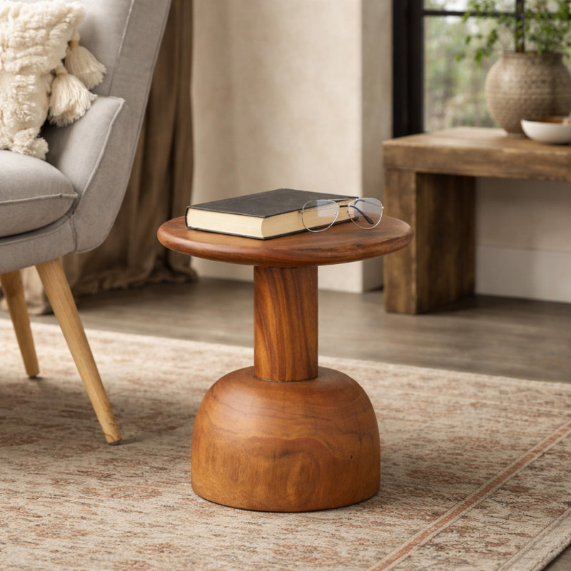 Table d'appoint en bois Claymon, H 15,85 po x L 15,75 po x l 15,75 po