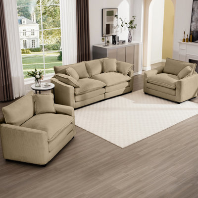 Velours côtelé chaud et brun clair, ergonomique pour la maison, confortable avec coussins et coussins doux, espaces de vie de style théâtre