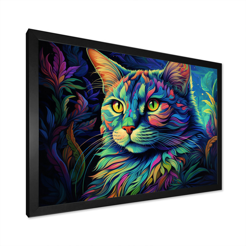 Magical Cat Grace - impression, H 30 po x l 40 po x P 1,5 po, Cadre simple noir