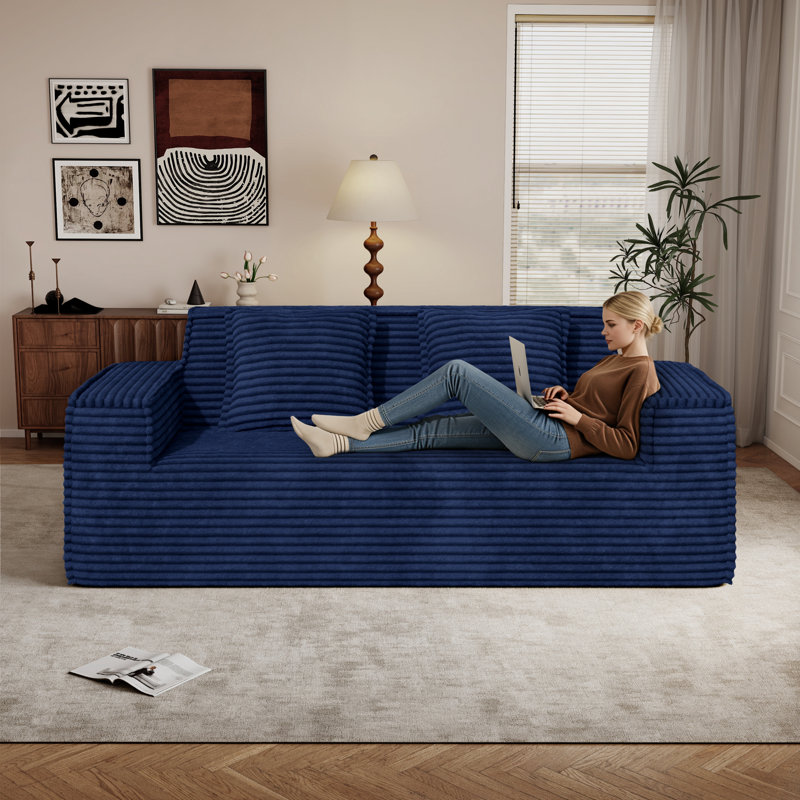 2 Seater Corduroy Loveseat, Blue