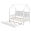 Lit simple avec lit gigogne et toit pour enfants, cadre de lit simple en bois avec tablettes de rangement