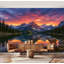 Papier peint adhésif autocollant Rocky Mountain Mule Deer Wading Lake Sunset-129876202