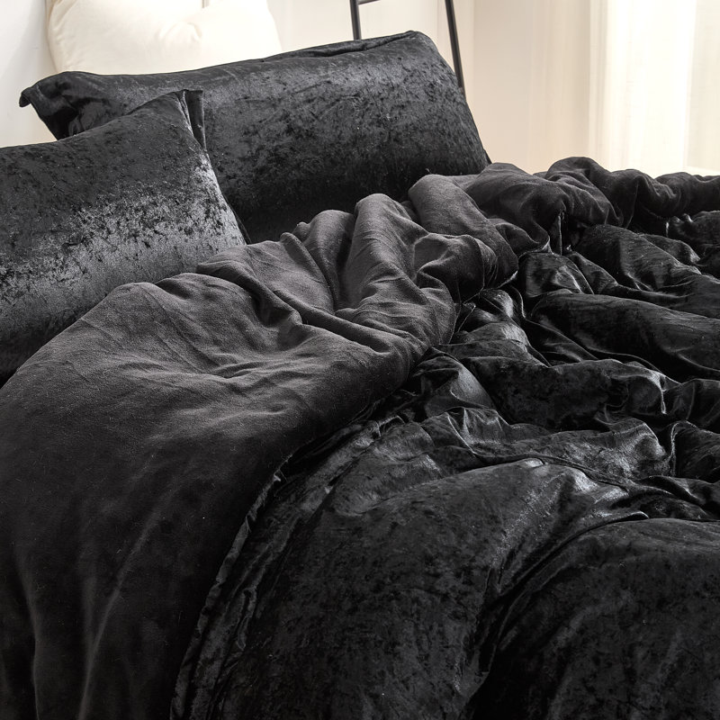 Velvet Crush Coma Inducer Oversized Comforter Set, Black, King Comforter + 2 King Shams
