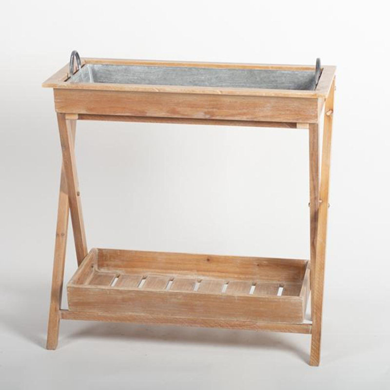 Wood And Metal Foldable Plant Stand