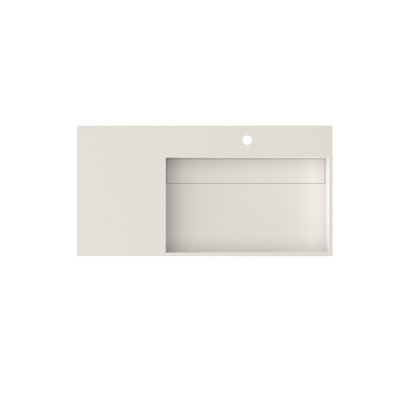 Bathroom Vanity Sink Of Stone Resin Solid Surface, 37.02 In Depth, 18.39 Width, 5.19 Height, 52.73 Lb Weight, Matte White, Versatile Compatibility, Build, Wall - Mount Or Countertop Setup, Clean