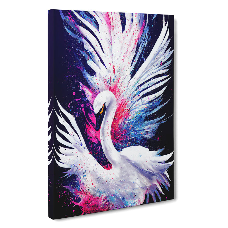 Vibrant Swan Art No.2 Abstract - Wall Art, 60cm H x 40cm W, Wrapped Canvas, No Matte