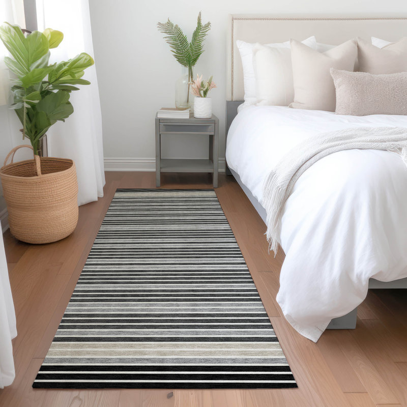 Tapis noir intérieur / extérieur lavable à la machine Christain ACN1399, Tapis de couloir 2 pi 3 po x 7 pi 6 po