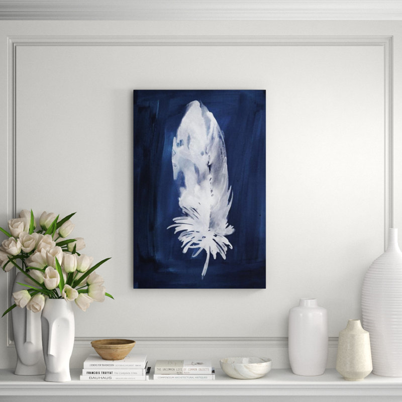Indigo Feathers IV Painting by Barclay Butera, Outdoor, 45" H x 30" W