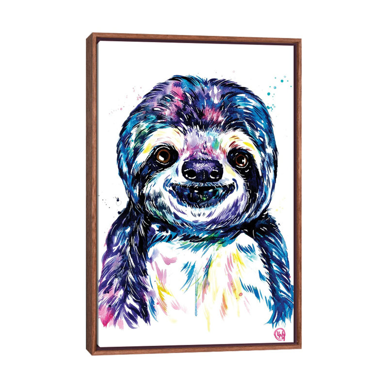 Susie the Sloth 1 Piece Painting on Canvas, 66.04 cm H x 45.72 cm W, Brown Framed Canvas