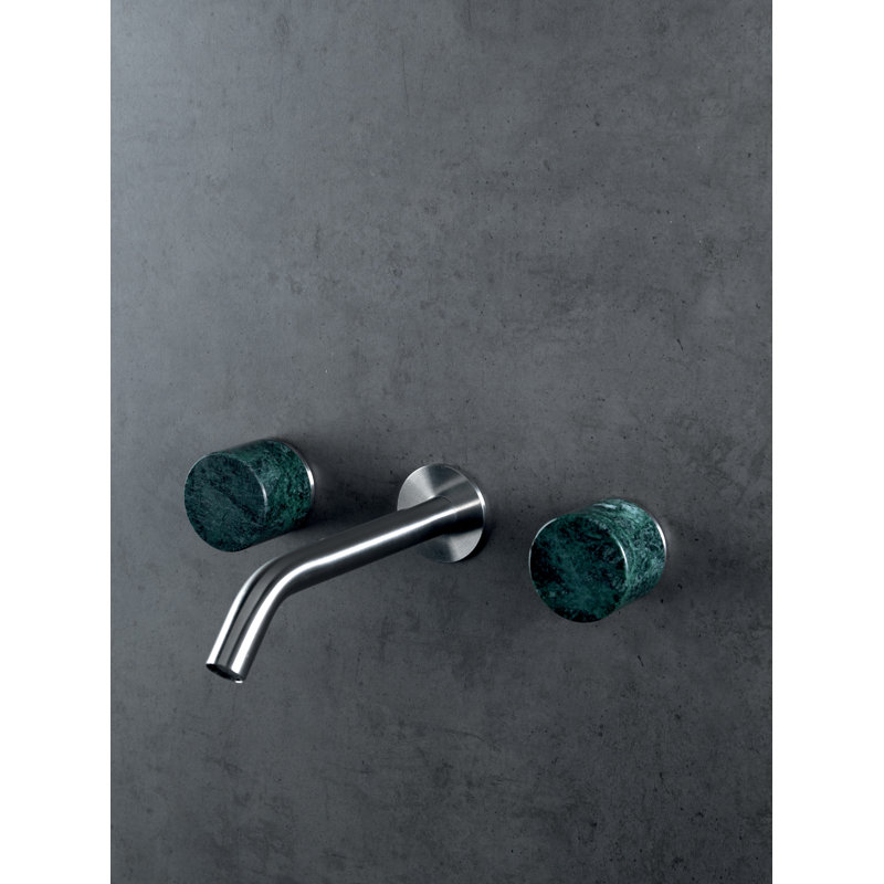 Acquaco Linki Marble Wall Mount Three-Hole Two Handle Bathroom Lavatory Faucet with 5'' Spout Reach