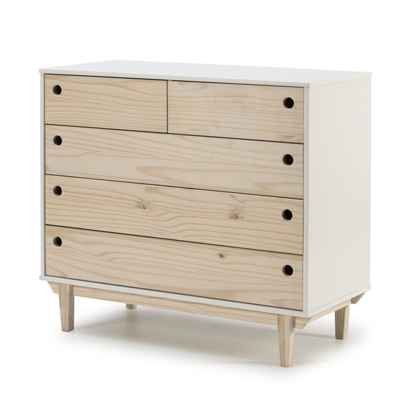 Lawrie 90cm W 5 - Drawer Chest of Drawers