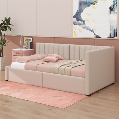 A Twin-Size Upholstered Daybed With Two Storage Drawers by Latitude Run