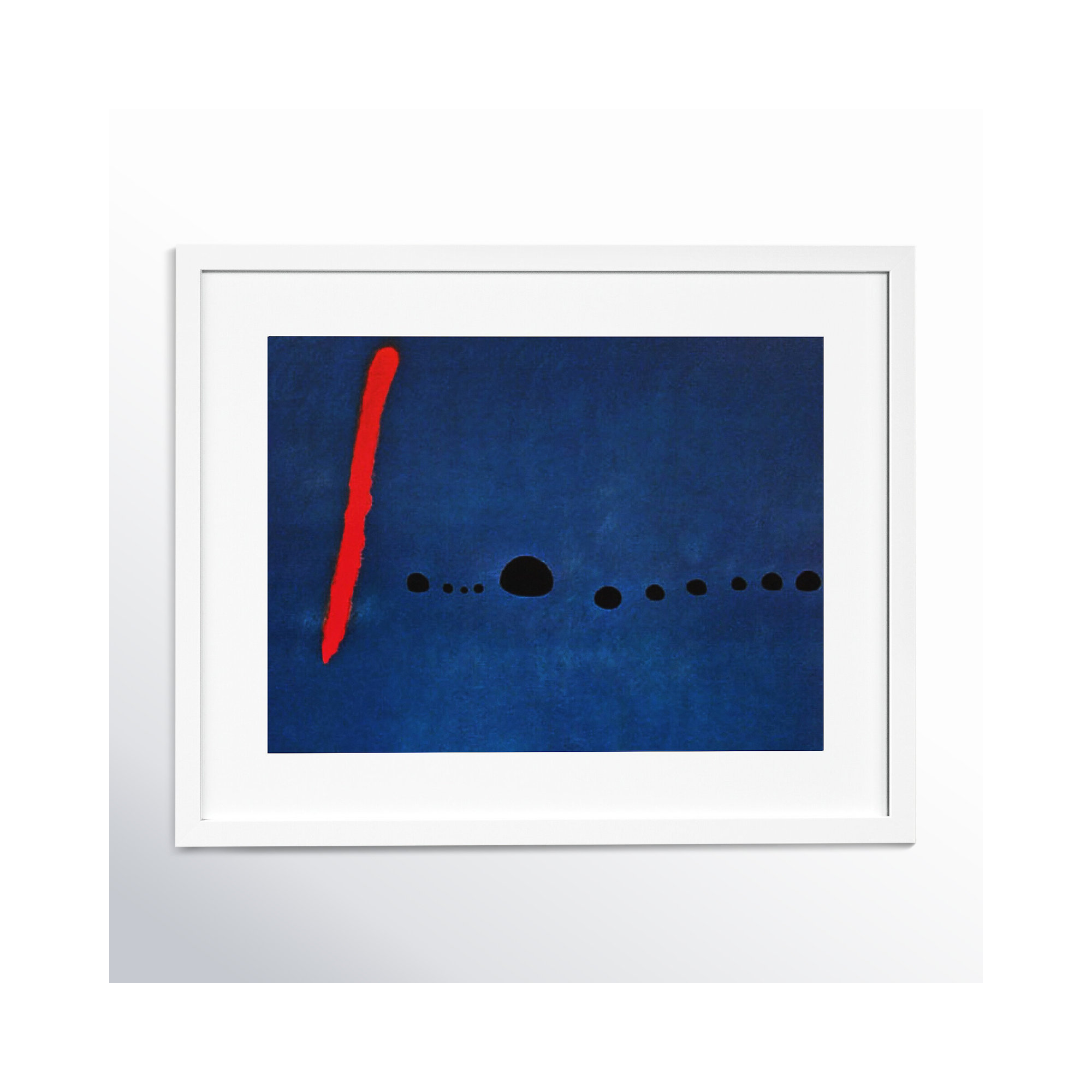 Bleu II by Joan Miro, White Framed Paper, 17.12" H x 21.12" W x 0.88" D