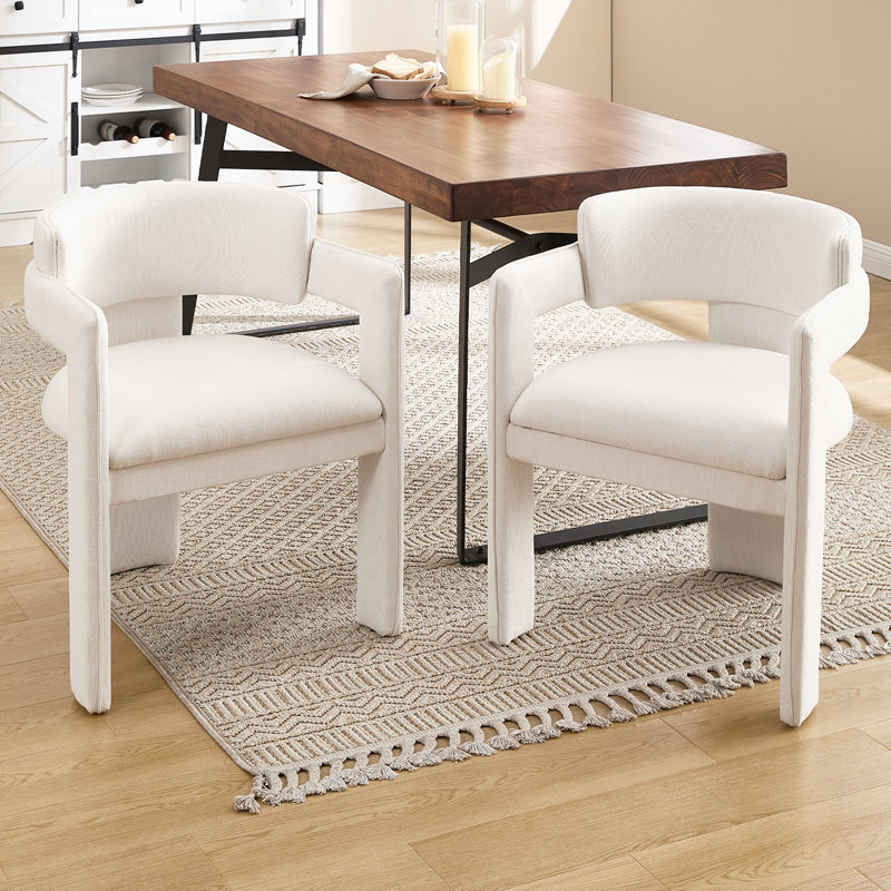 19'' H Modern Upholstered  Dining Armchair With Backrest For Living Room/Dining Room, White