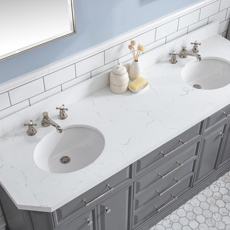 Palace 72'' W Double Vanity, Cashmere Gray, Polished Nickel