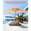 Parasol 9 pi pour patio extérieur, 2 au toit de chaume, 30 inclinable, manivelle manuelle, auvent, 8 parasols en métal au toit de chaume, 140 g, nervures, installation rapide