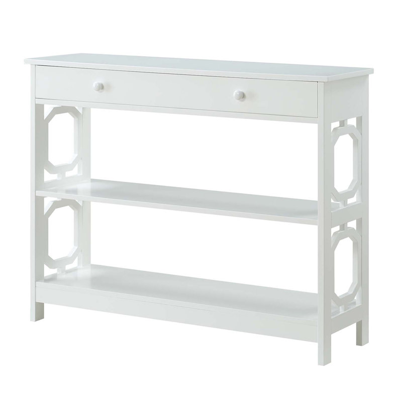 Minier 1-Drawer Console Table with Shelves, White, 31.5" H x 39.5" W x 12" D