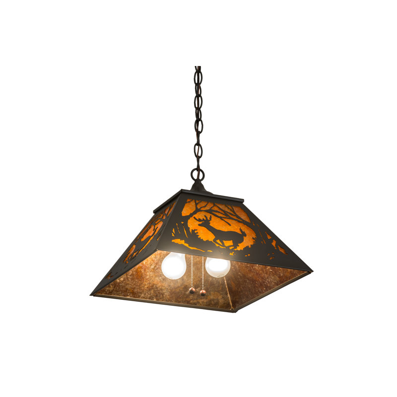 Luminaire suspendu conique unique à 2 lumières, Bronze intemporel