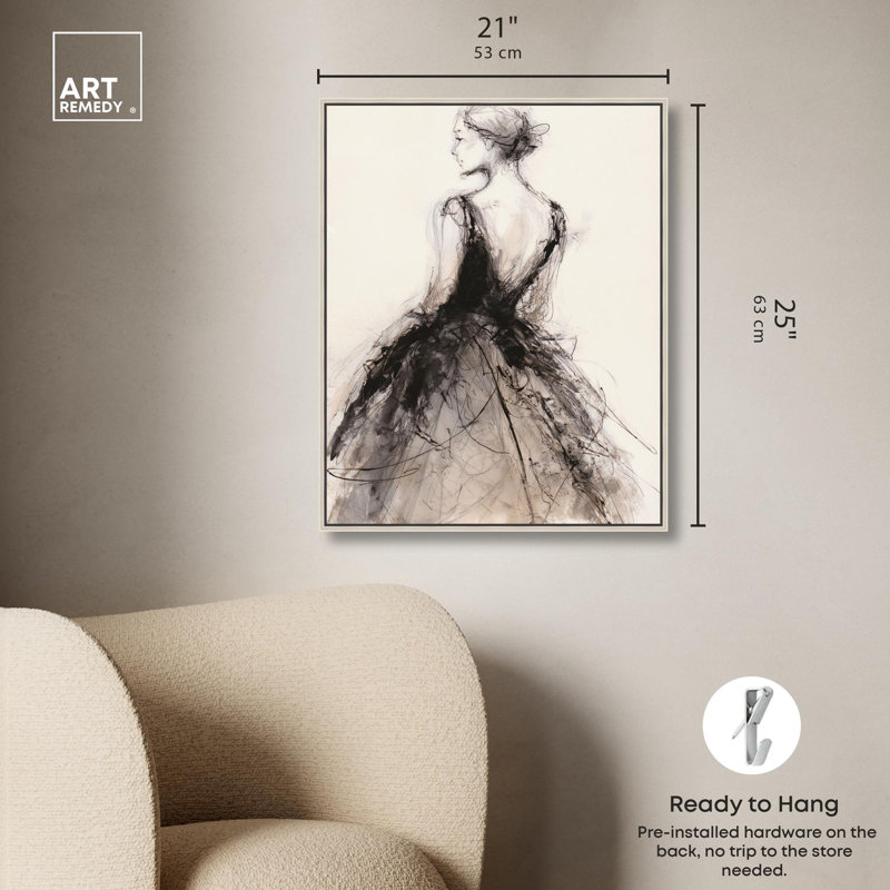"Ball Gown II", reproduction d'art sur toile par Art Remedy, H 20 po x l 24 po, Cadre argenté