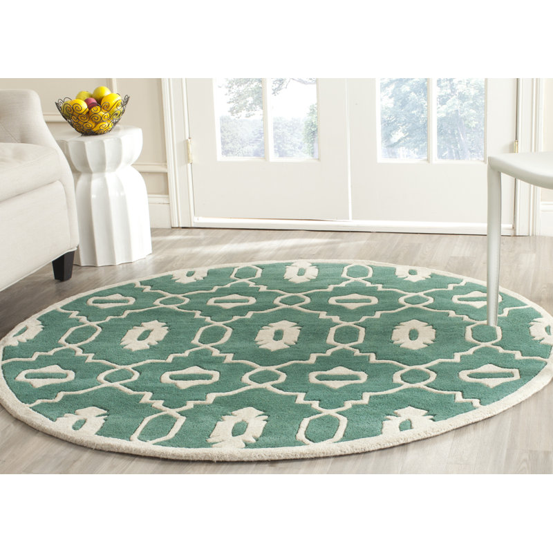 Carolene Hand Tufted Wool Geometric Rug, Round 5'