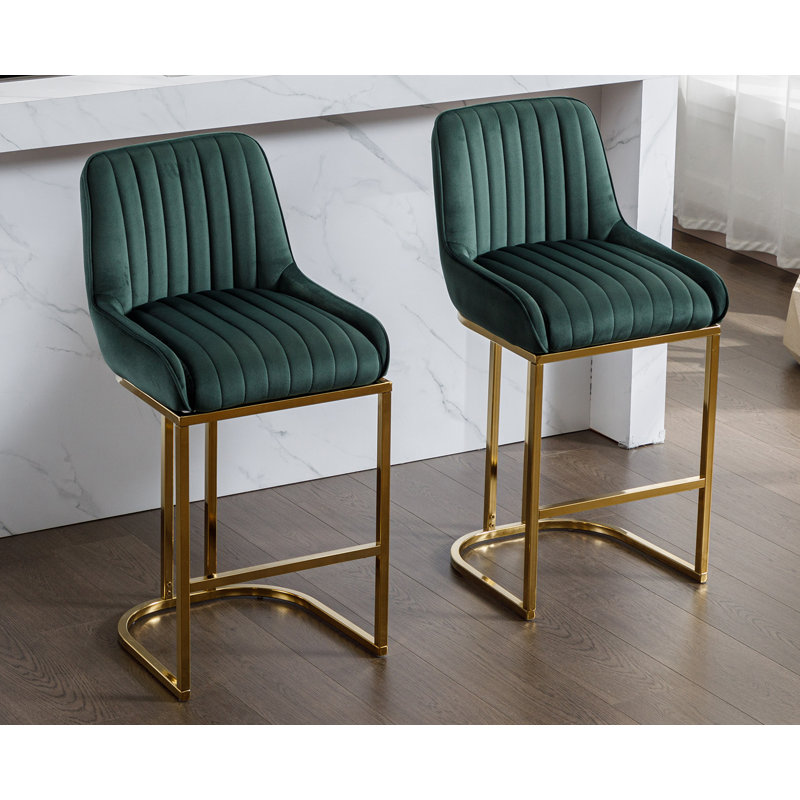 26.25'' Counter Stool, Green, Gold