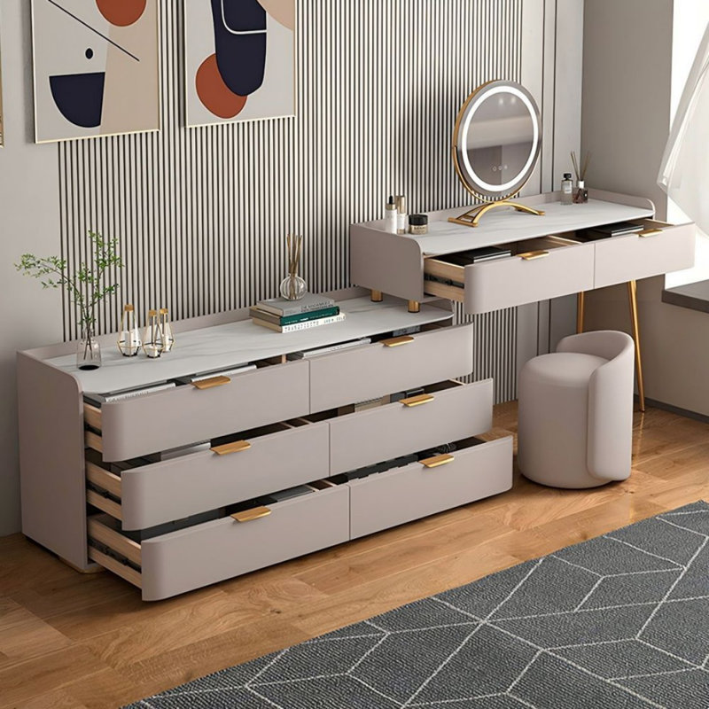 Makeup Vanity with Light mirror,6 drawers,Power Outlet
