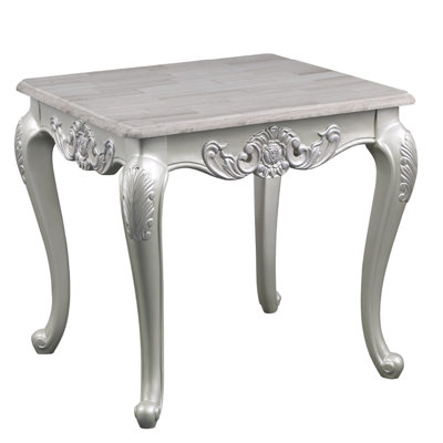 Melrose Traditional Style End Table Made With Wood In Silver Finish