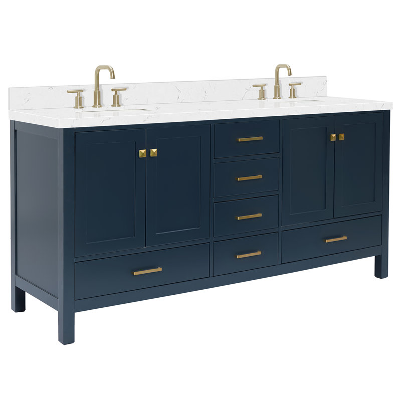 Meuble-lavabo double 72,25 "avec dessus Cambridge, Bleu minuit