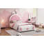 Lit plateforme simple tapissier avec tête de lit en forme de lapin-1274848089